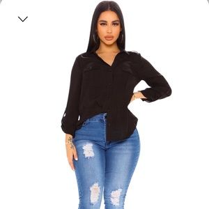 Fashion Nova Always on the Go Shirt (Black)